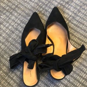 Ganni velvet tie kitten heels